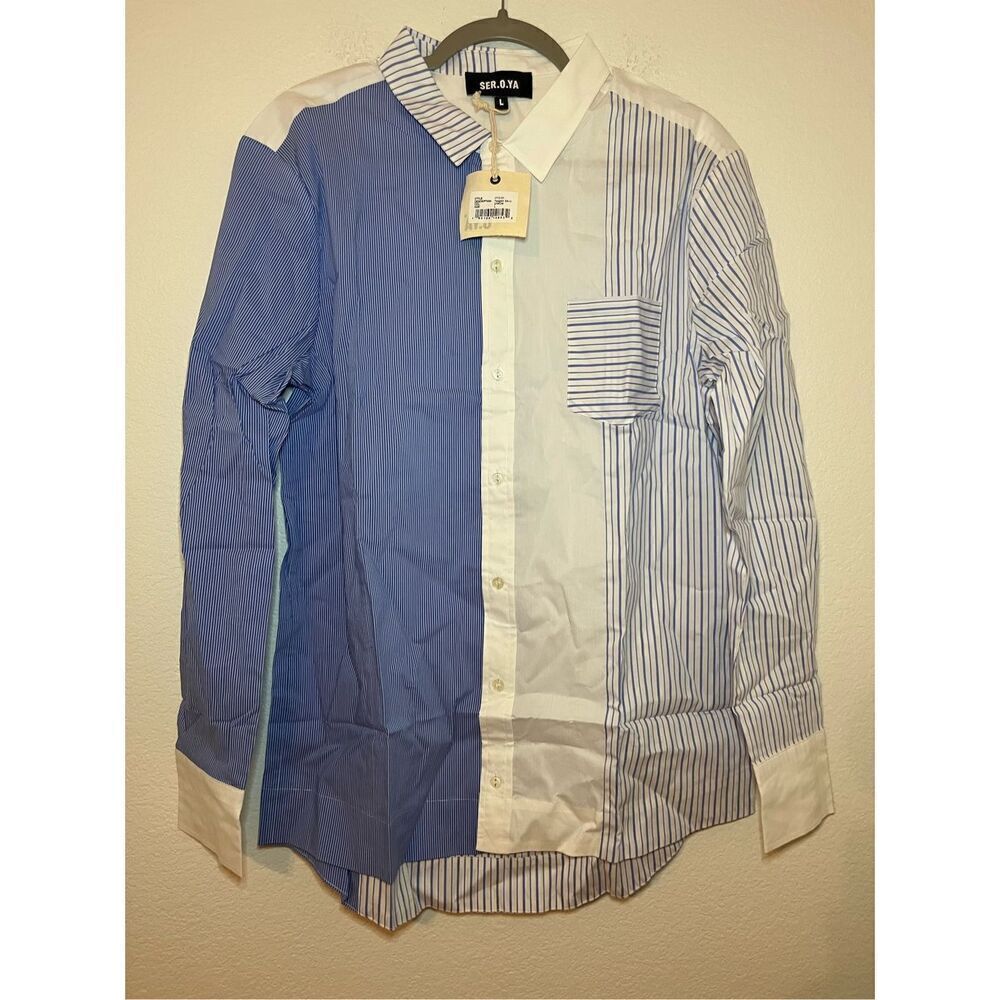 New Ser.o.ya NYC Teagan Button Down Striped Shirt - Picture 5 of 11